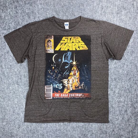 Star Wars Shirt Mens Large L Skywalker Leia Darth Vader A New‎ Hope R2D2 - Picture 1 of 7